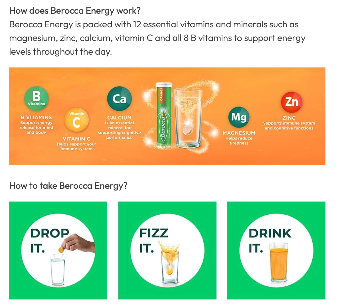 Berocca Energy Orange 60 Effervescent Tablets