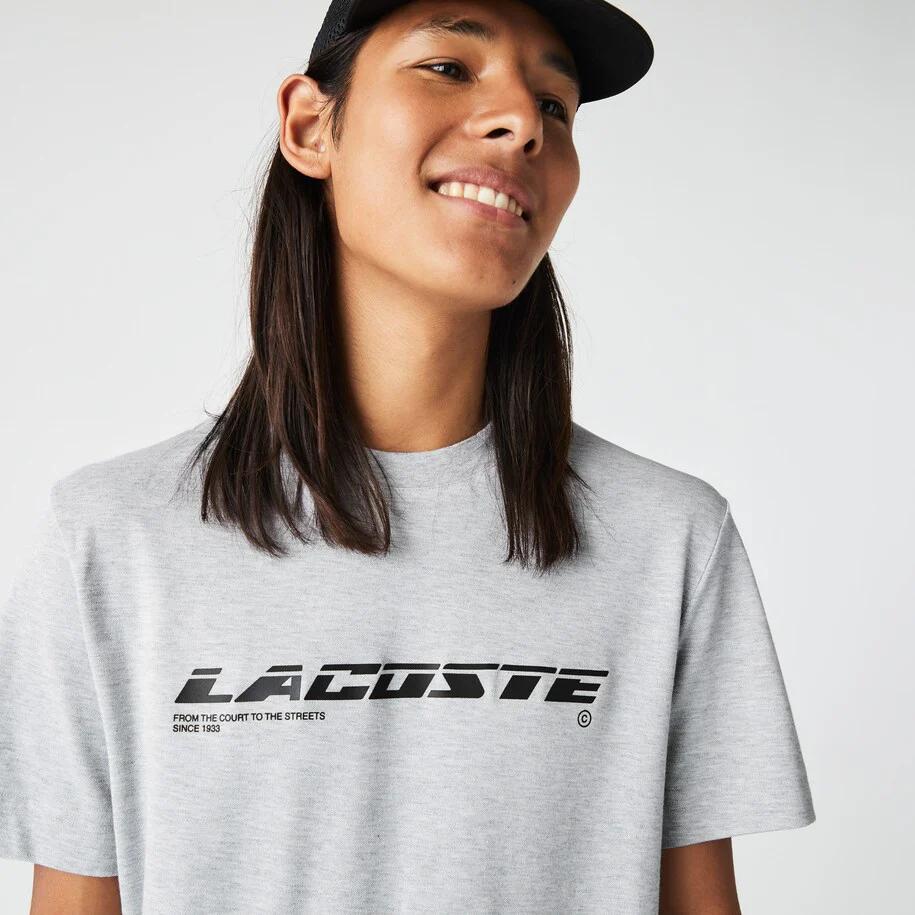 Lacoste Men's Active Pique Tech T-Shirt Light Gray - LARGE
