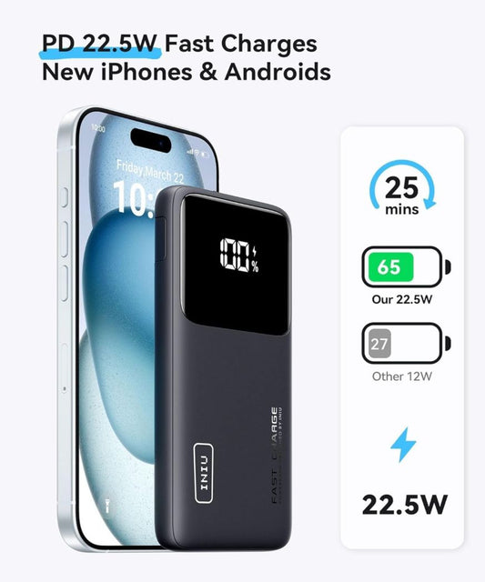 INIU 22.5W Power Bank, 10000mAh Slim