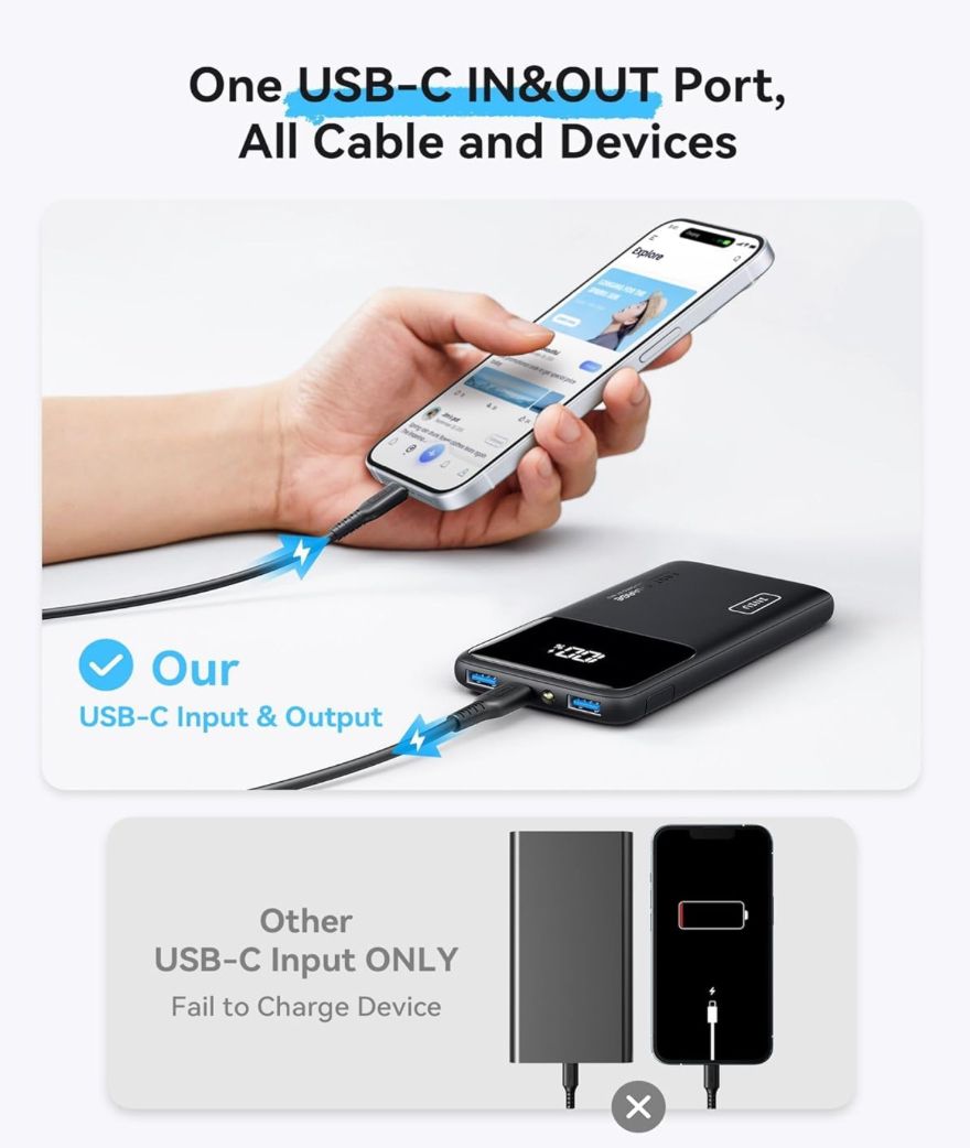 INIU 22.5W Power Bank, 10000mAh Slim