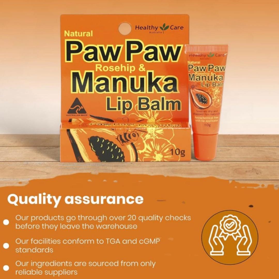 Healthy Care Paw Paw Rosehip & Manuka Lip Balm 10g