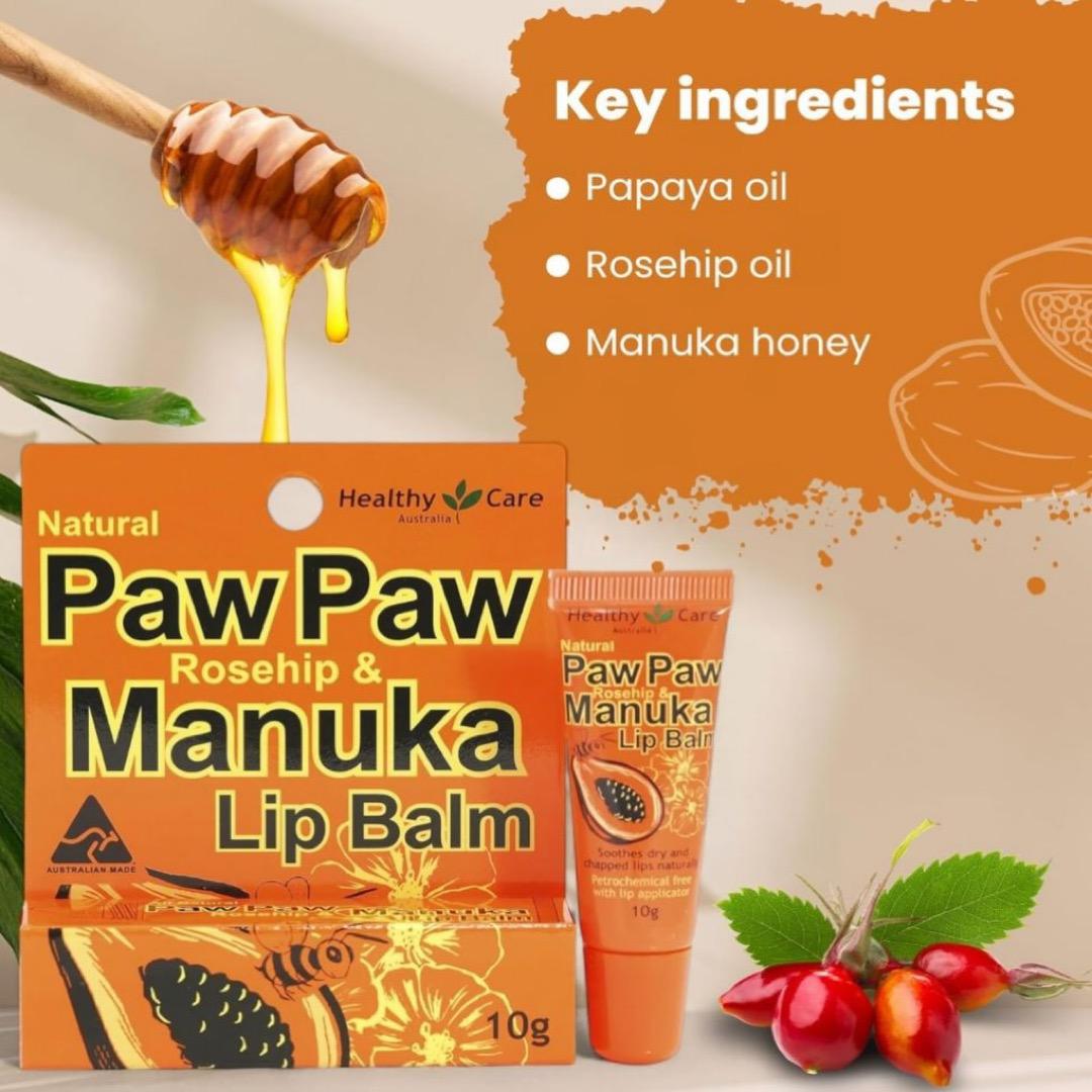 Healthy Care Paw Paw Rosehip & Manuka Lip Balm 10g