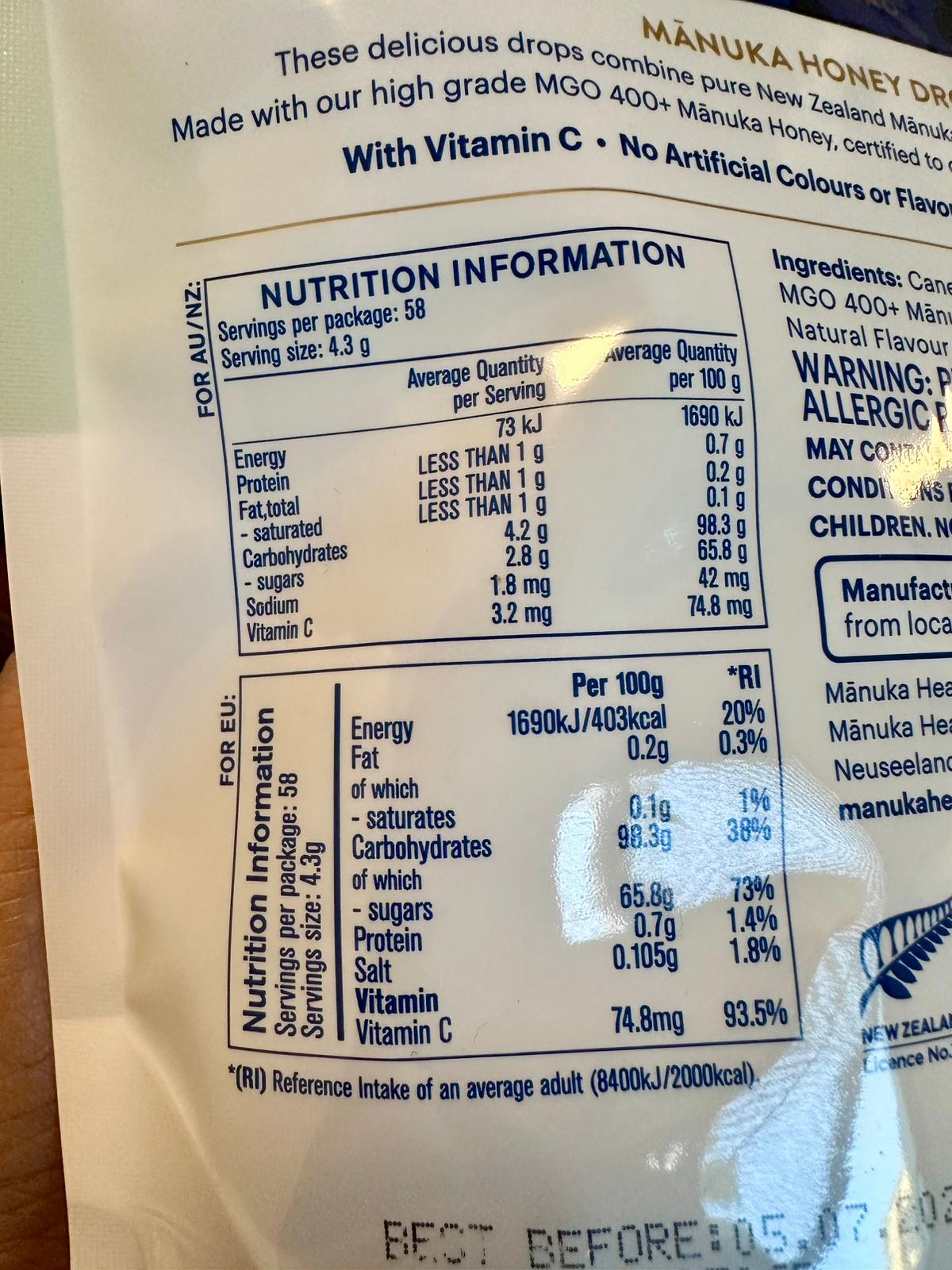 Manuka Health Manuka Honey Drops Lemon Drops