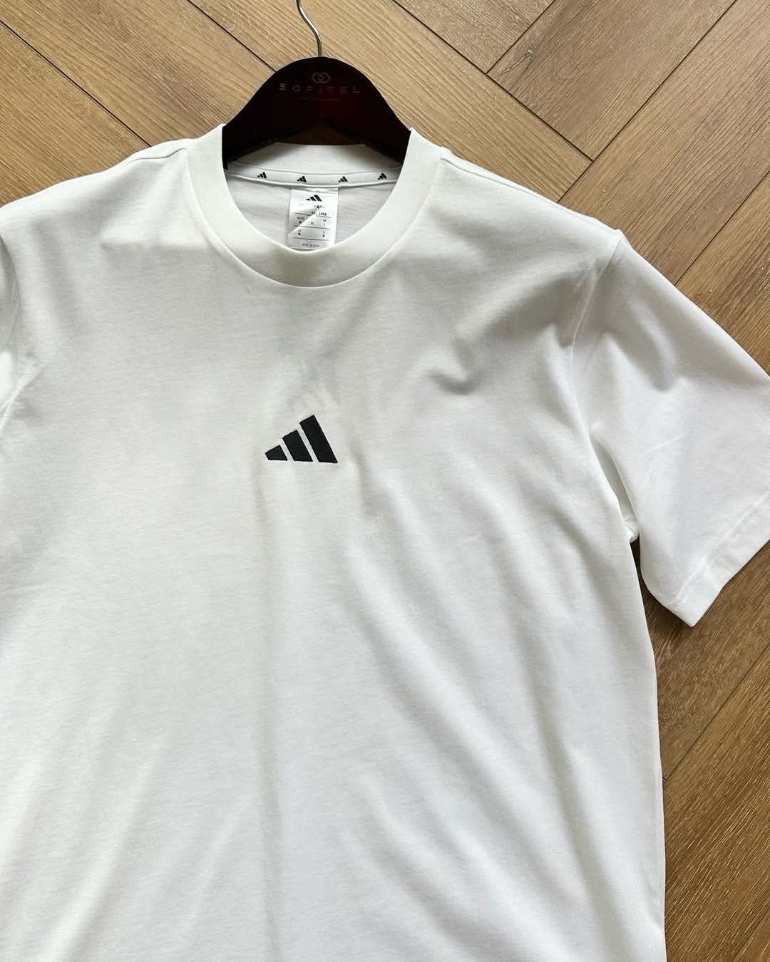 Adidas Men's Small Logo White Tee Large