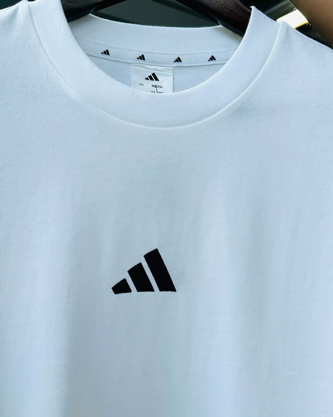 Adidas Men's Small Logo White Tee Large