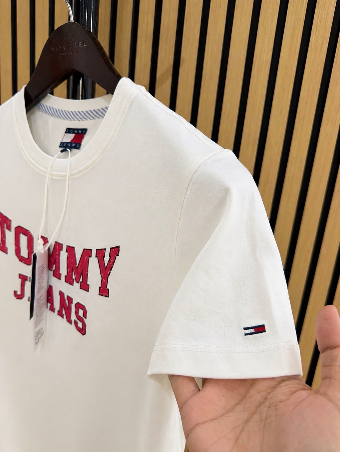 TH Regular Varsity Tee in Ecru - XS
