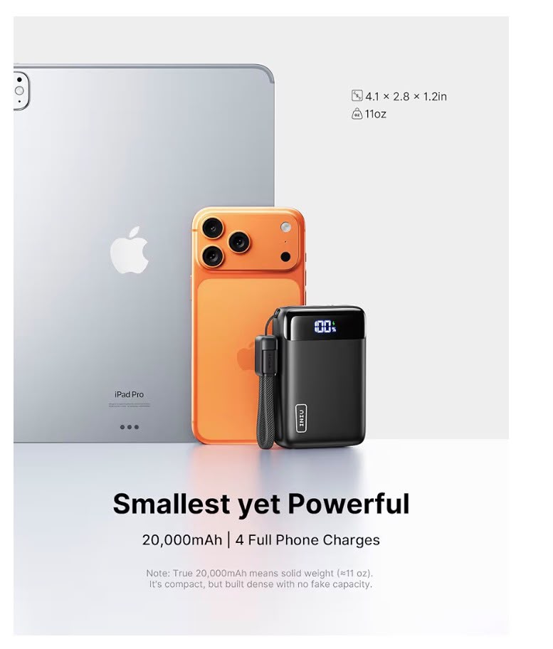 INIU Smallest 20000mAh Power Bank, 22.5W PD Fast Charging