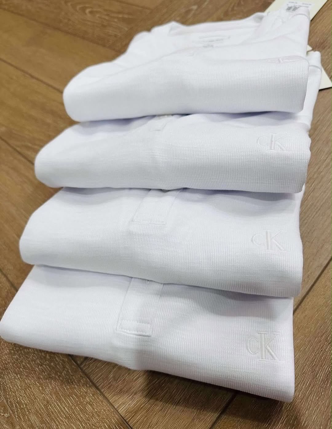 CK Textured Ribbed Henley Shirt White - 2XL