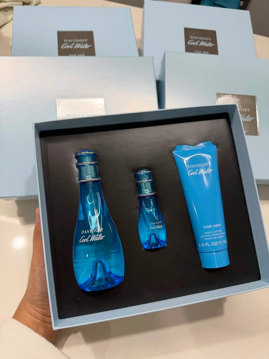 Davidoff Cool Water Woman EDT 100ml 3 Piece Gift Set