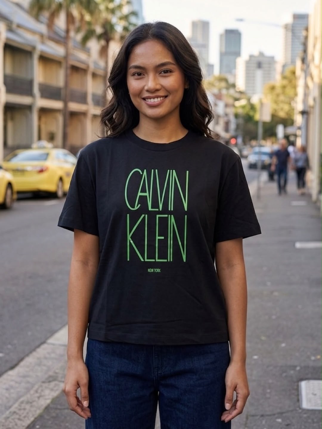 CK Women Logo Graphic Boxy Shirt in Black - Medium