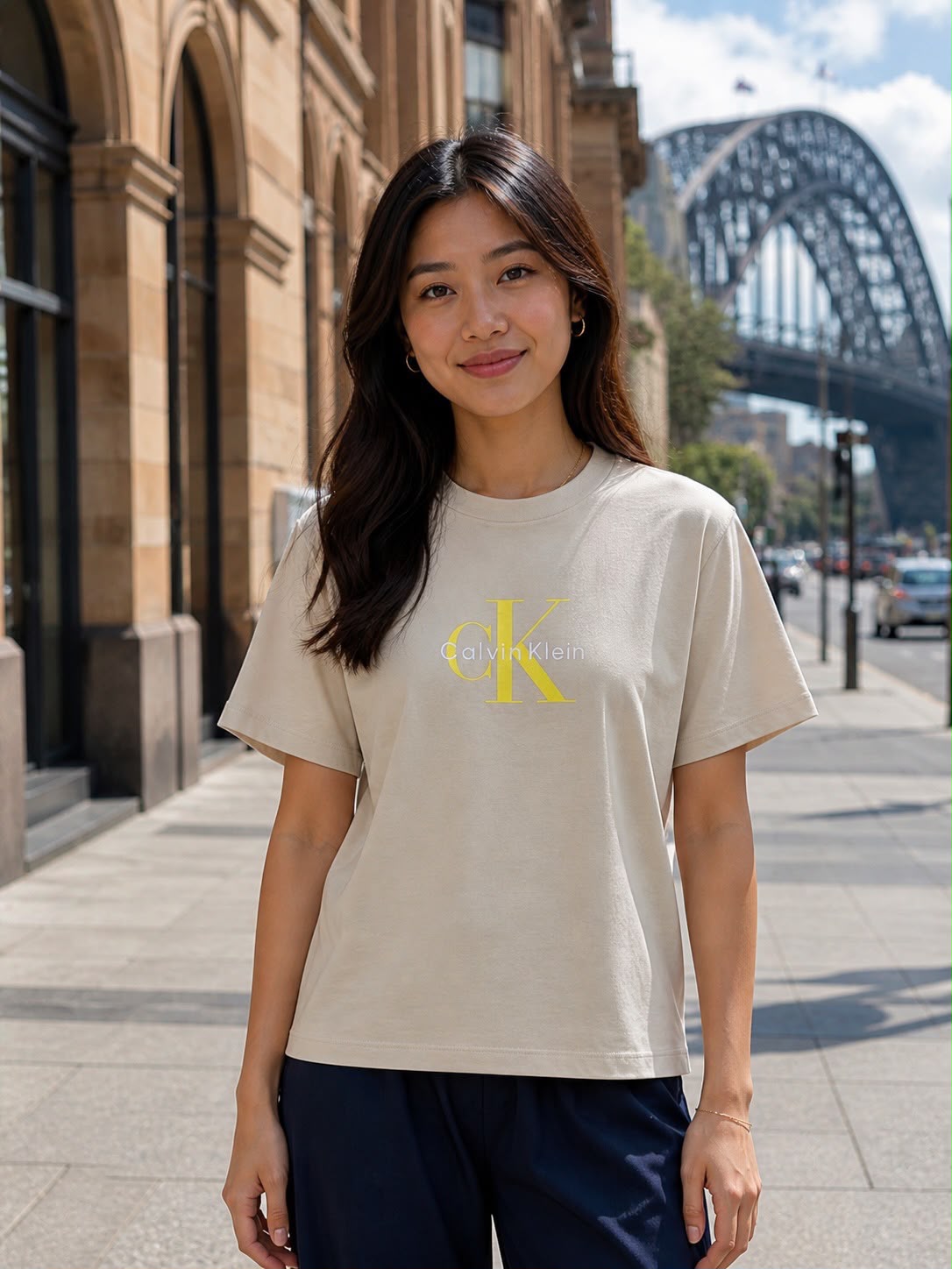 CK Women Hero SS Classic Monologo Shirt in Fog