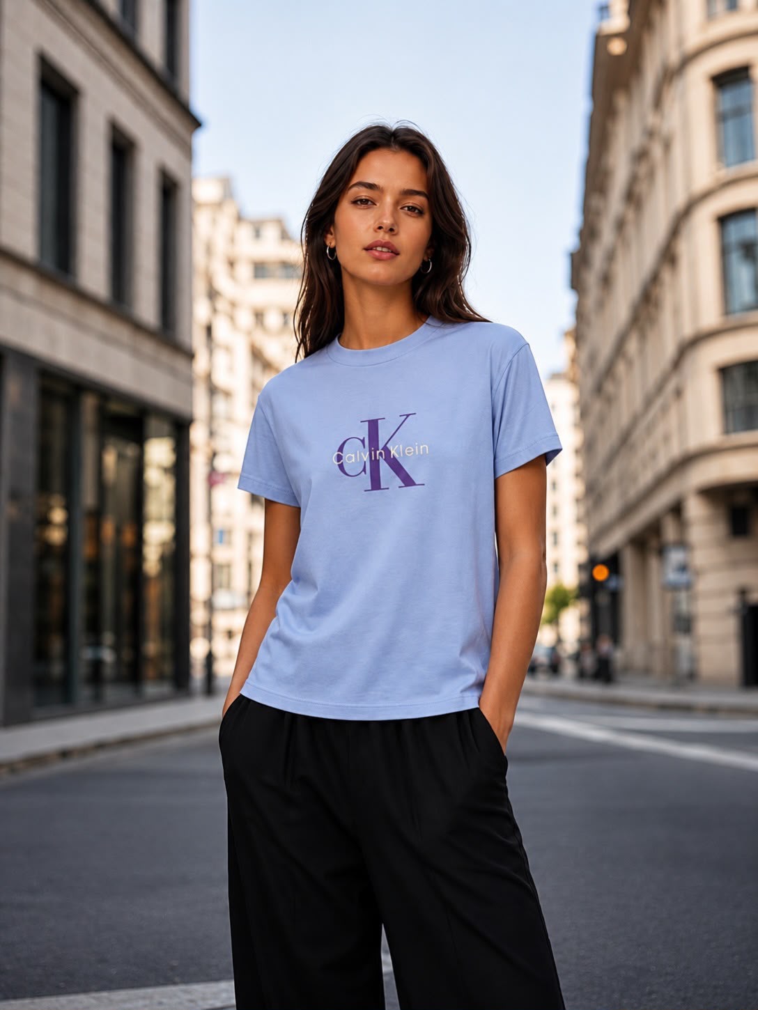 CK Women Monogram Shirt in Frozen Fjord XL