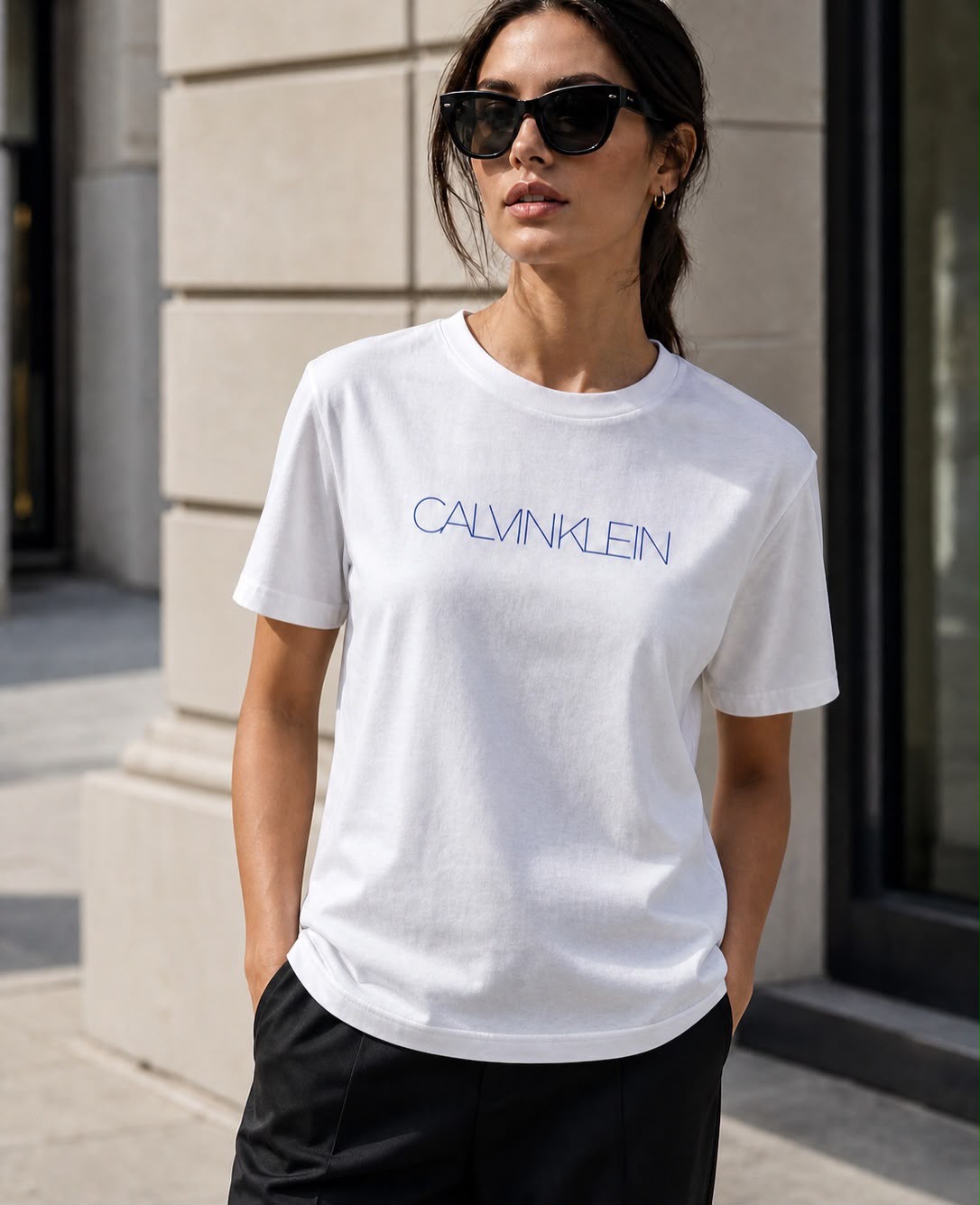 CK Thin Type Boxy Tee in Brilliant White - XS
