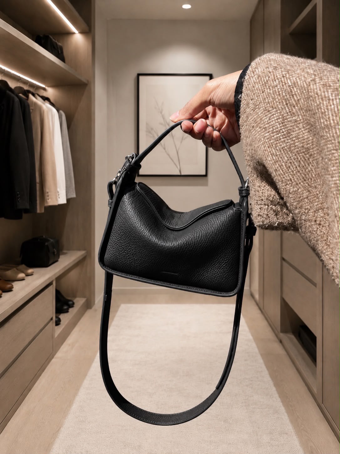 The Horse Mini Clementine Bag: Black with Gold