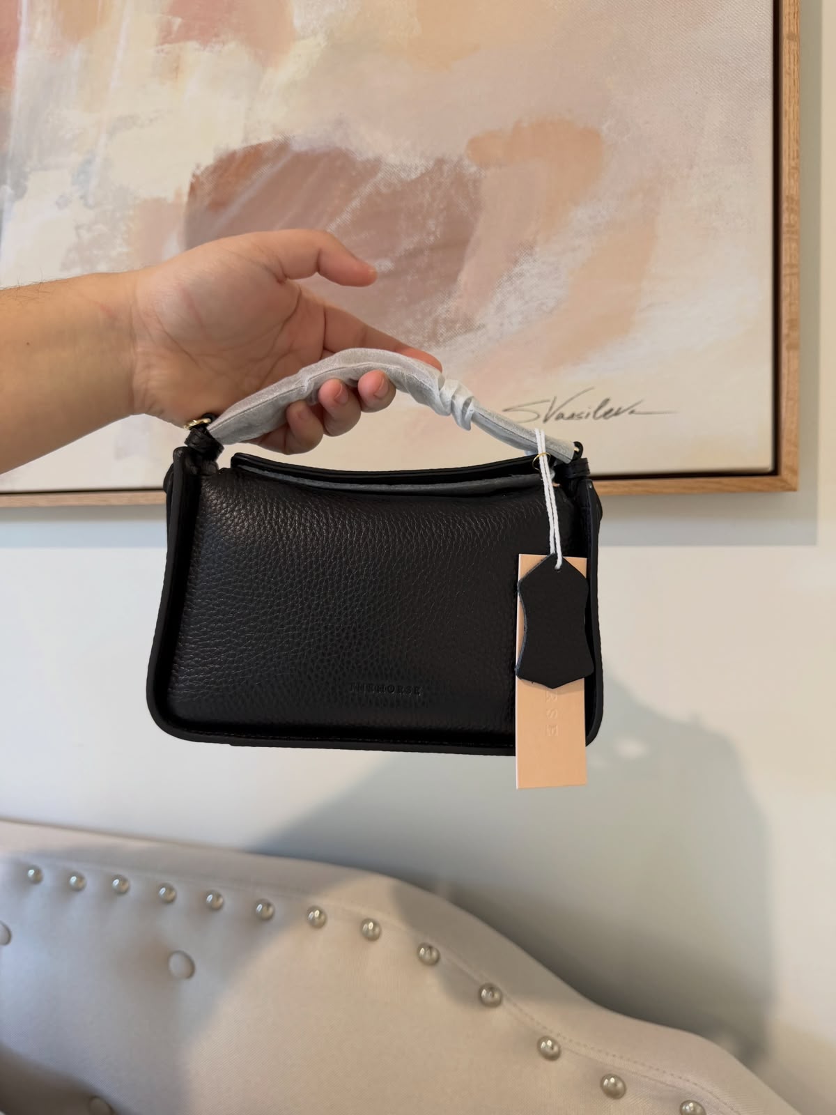 The Horse Mini Clementine Bag: Black with Gold
