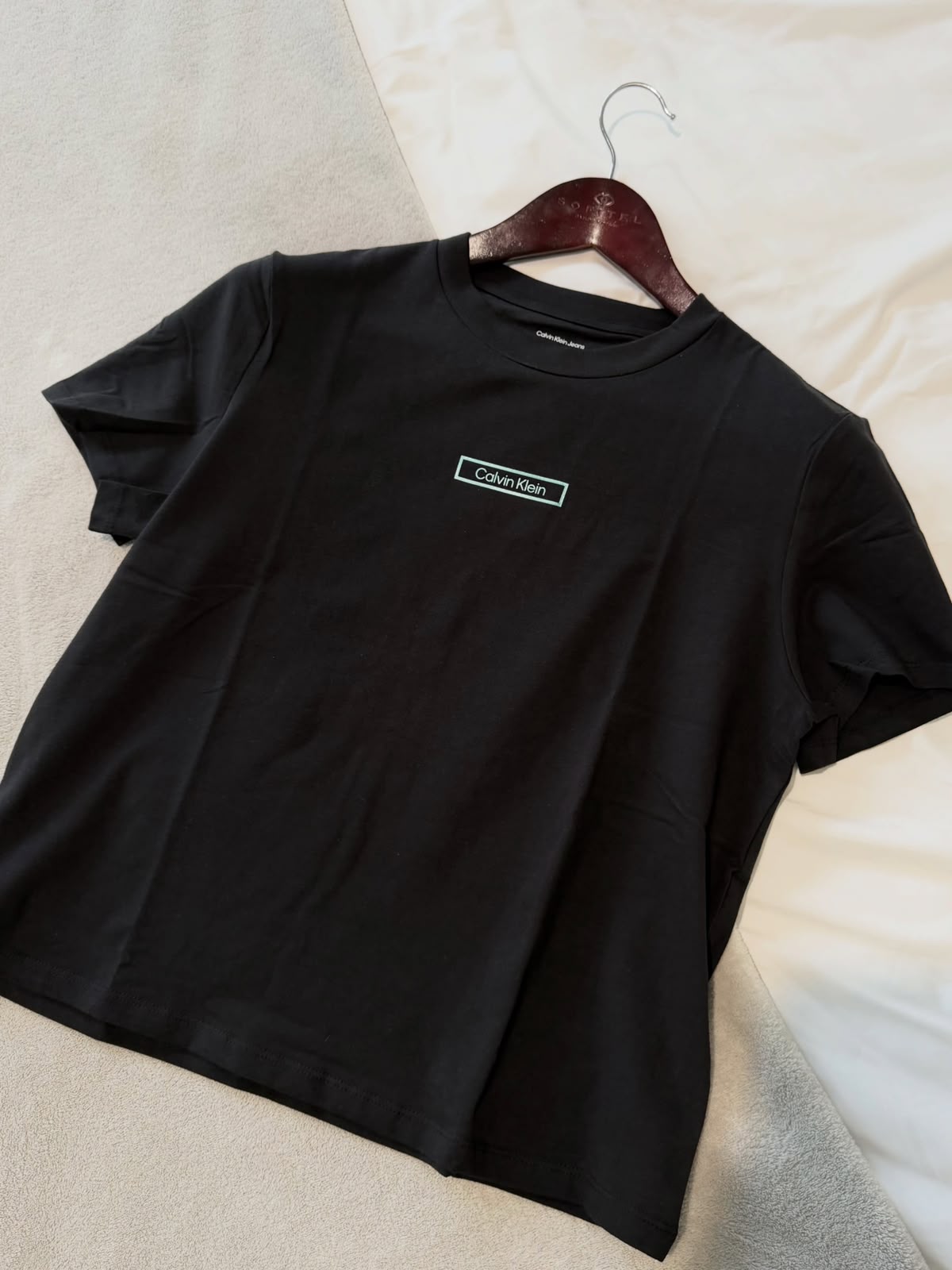 CK Women Box Logo Tee Black - XS