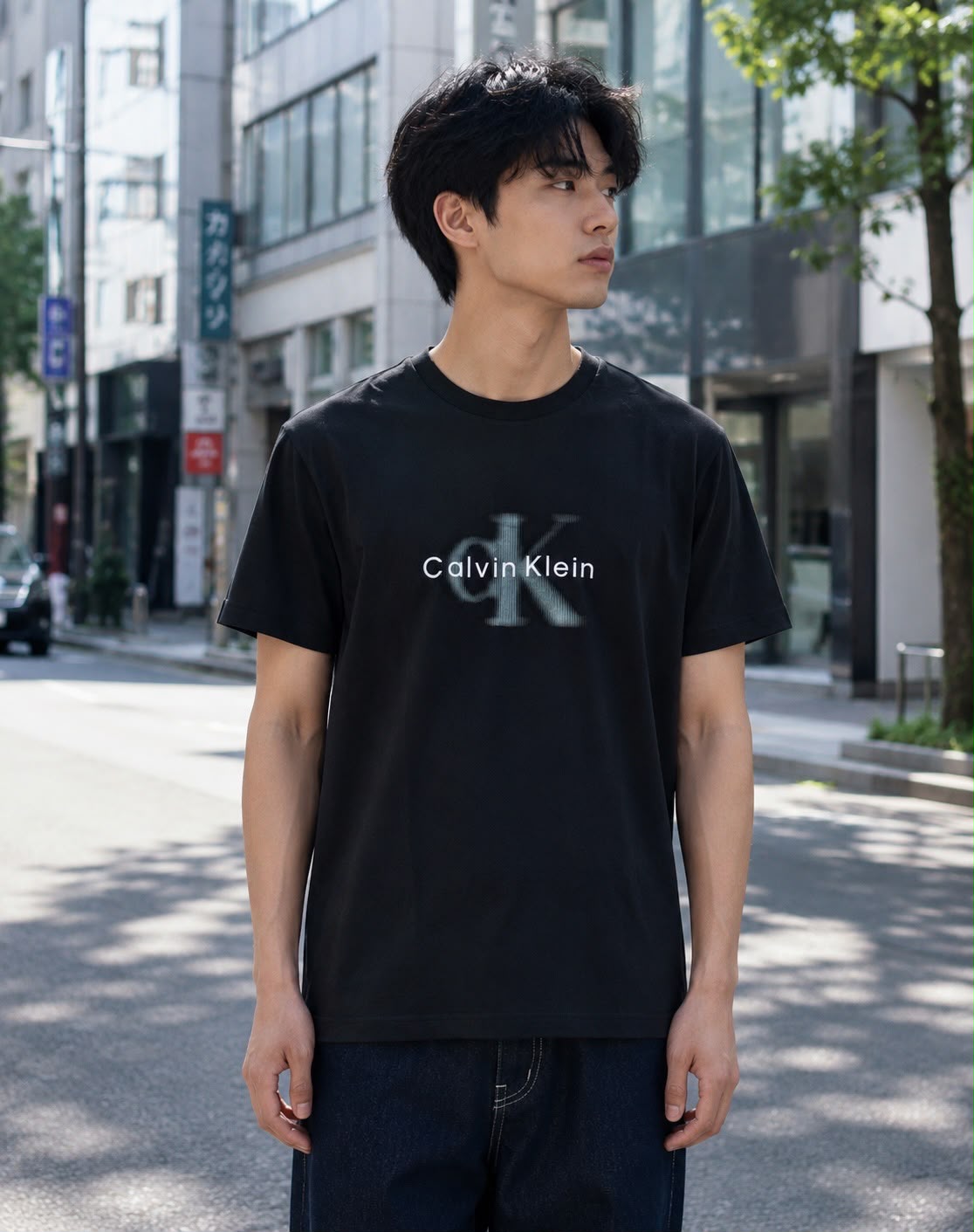 CK Fade Puff Graphic Crewneck Tee in Black XS