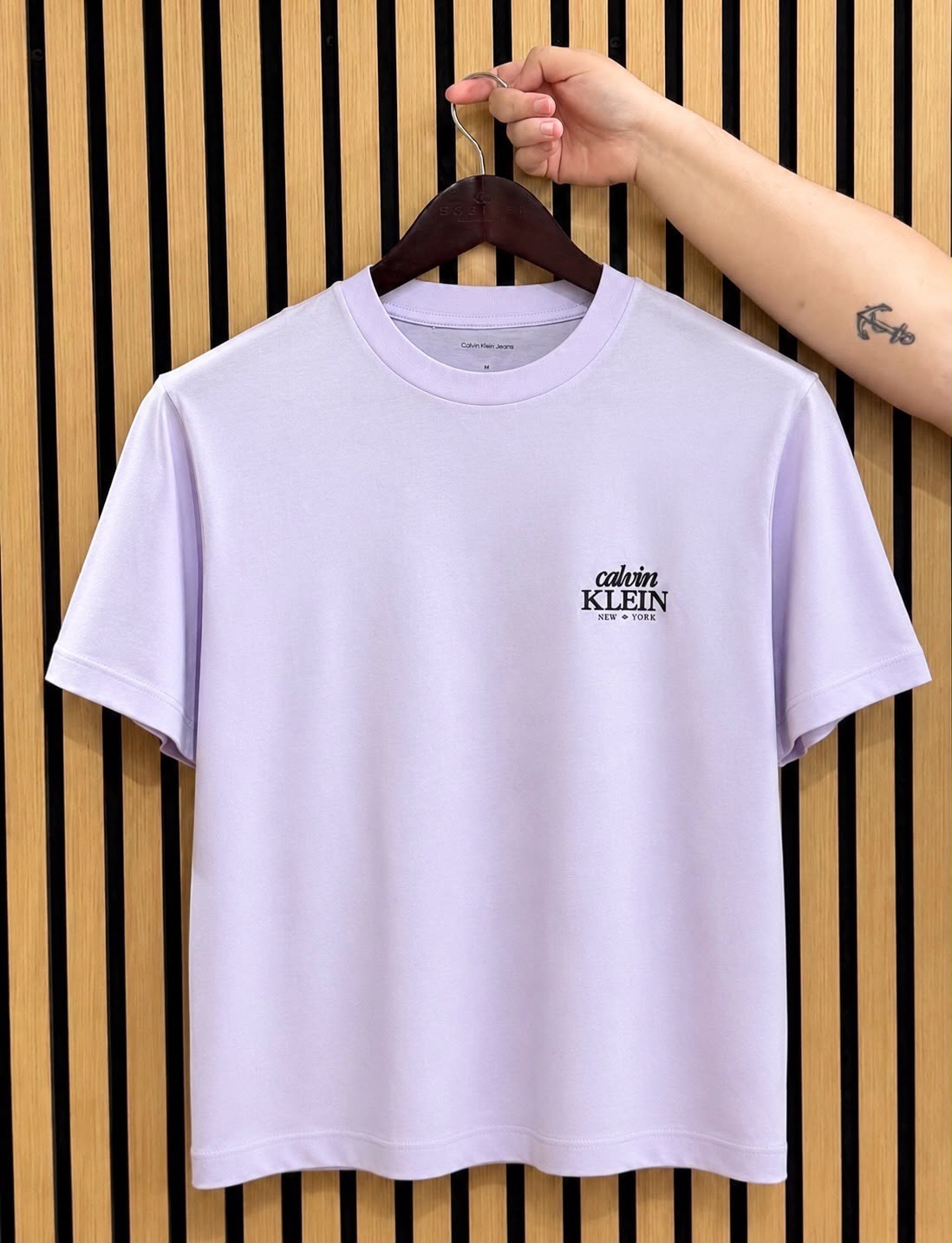 CK Embroidered Logo Graphic Boxy T-Shirt-Island Lilac XS