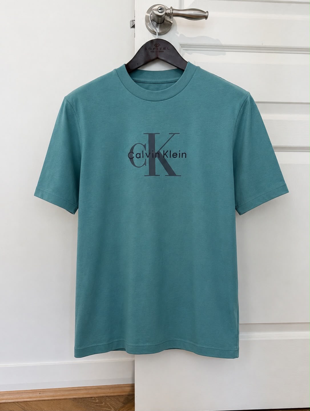CK Monogram Embroidered Logo Tee in Tequila Blue