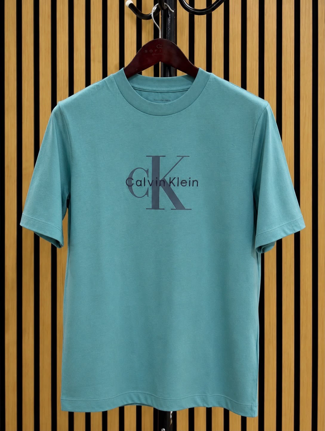 CK Monogram Embroidered Logo Tee in Tequila Blue