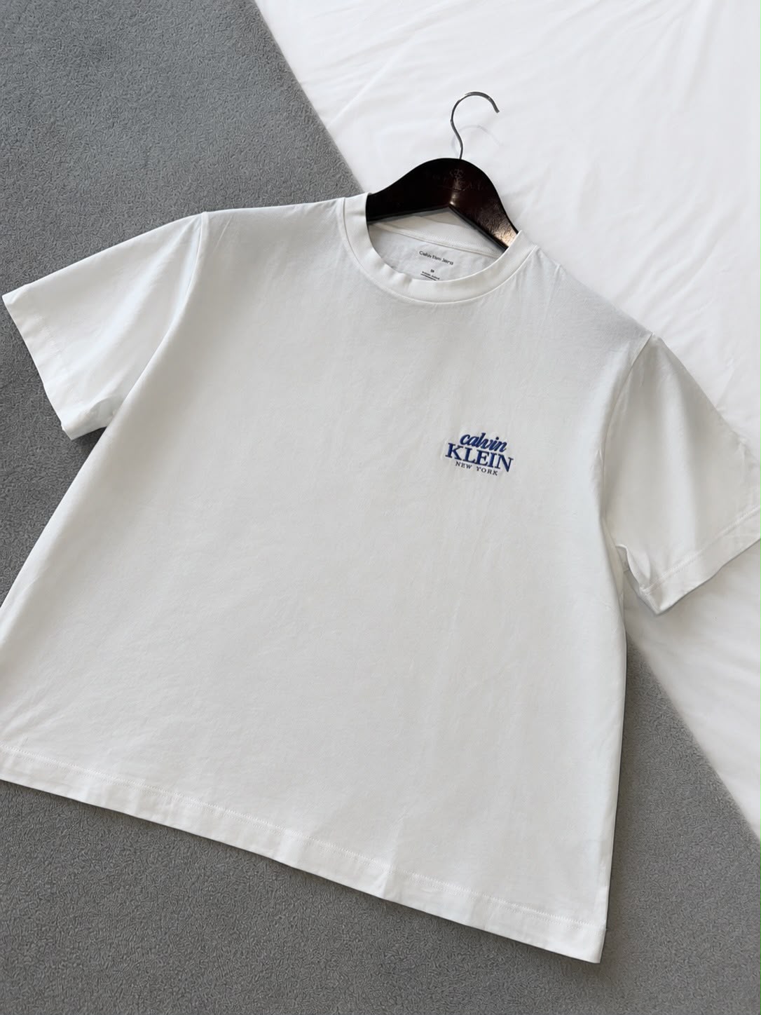 CK Embroidered Logo Graphic Boxy T-Shirt White
