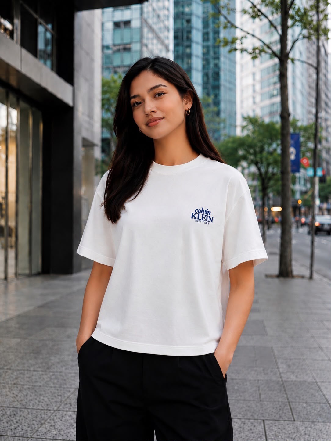 CK Embroidered Logo Graphic Boxy T-Shirt White