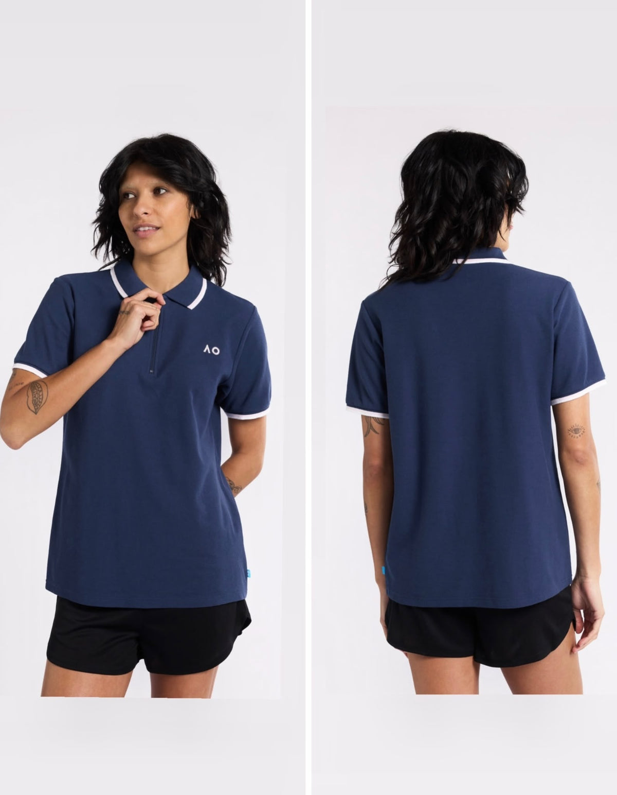 Australian Open Women Half-Zip Polo Shirt Navy - Med