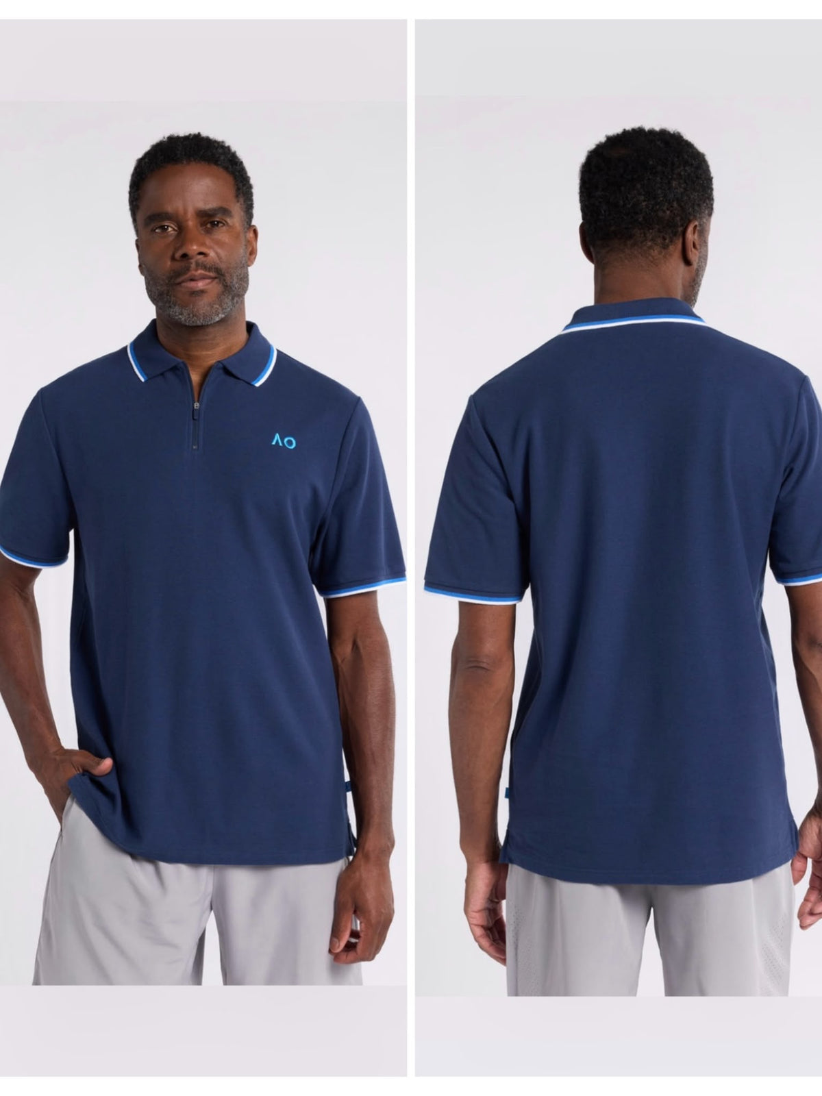 Australian Open Men Half-Zip Polo Shirt Navy - Small