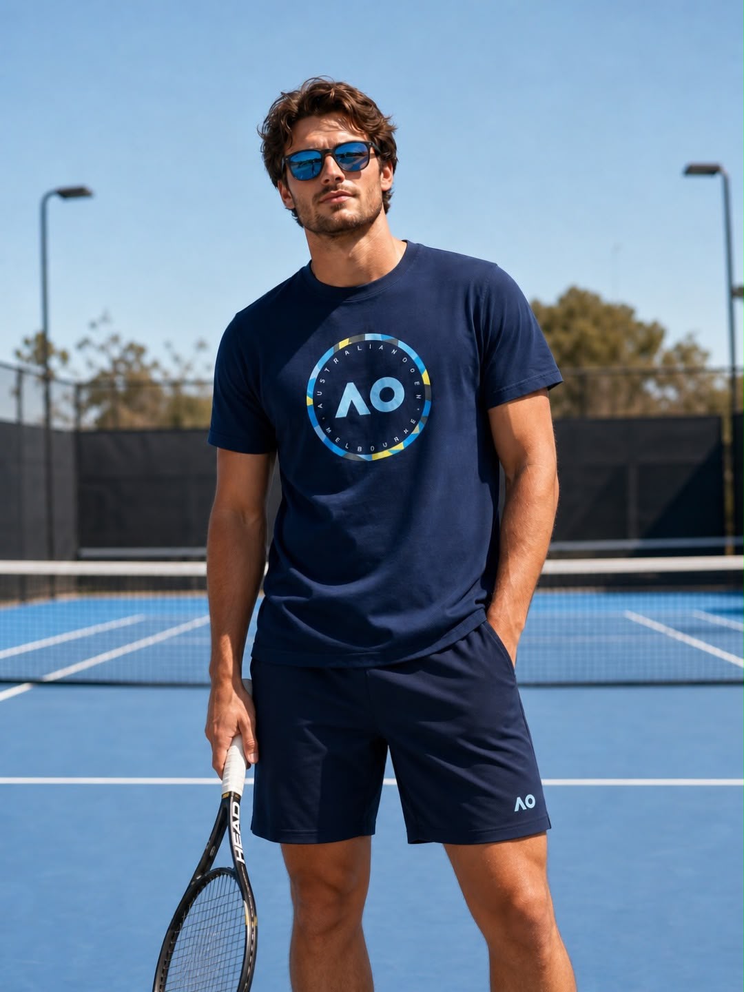 Australian Open Men Round Logo T-Shirt Navy - Small
