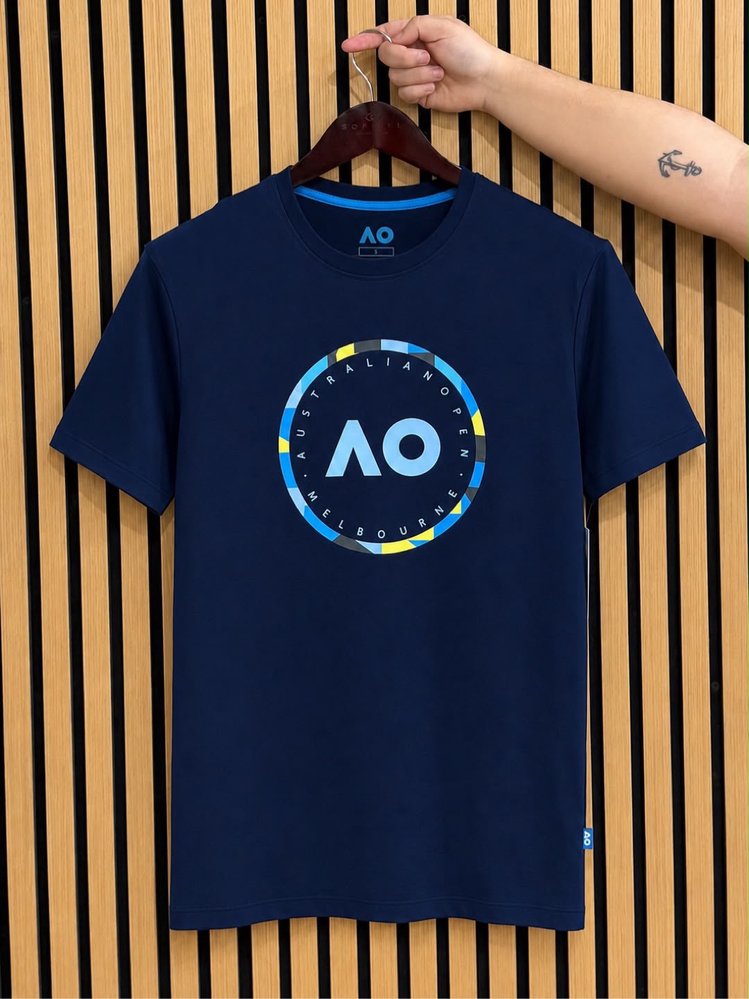 Australian Open Men Round Logo T-Shirt Navy - Small