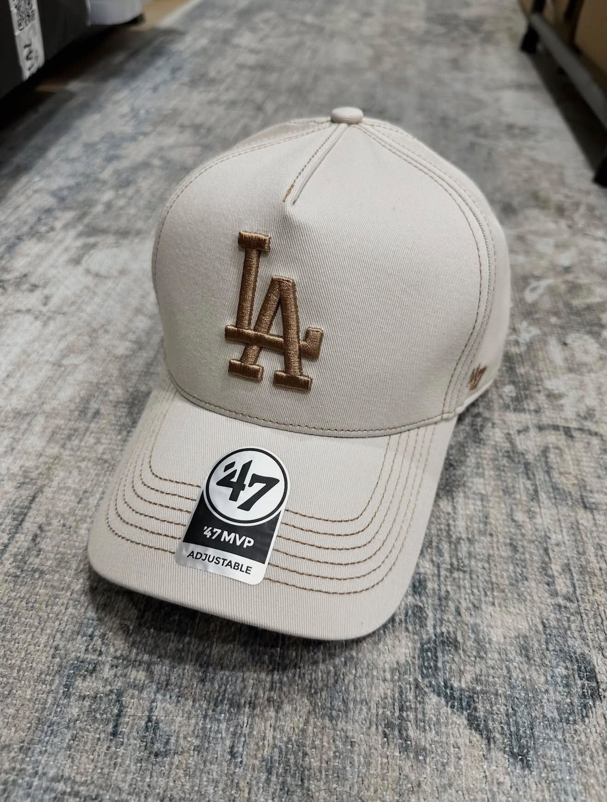 '47 Los Angeles Dodgers Bone/Camel Contrast Stitch 47 MVP DT
