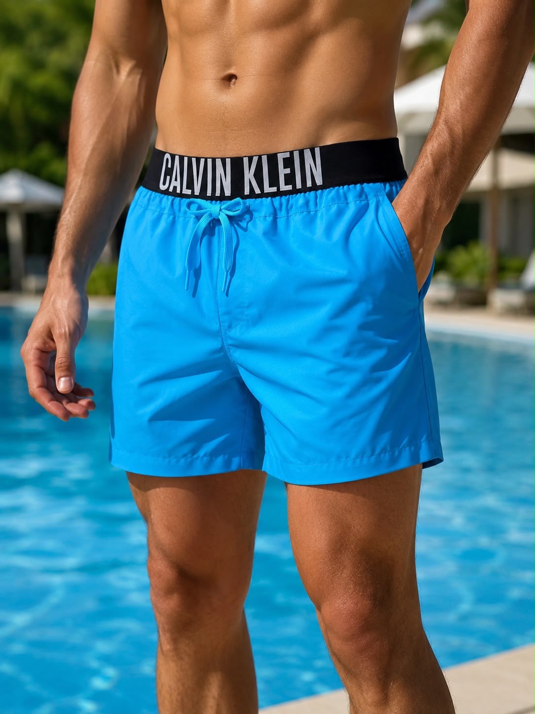 CK Waistband Swimshorts Bash Blue Medium