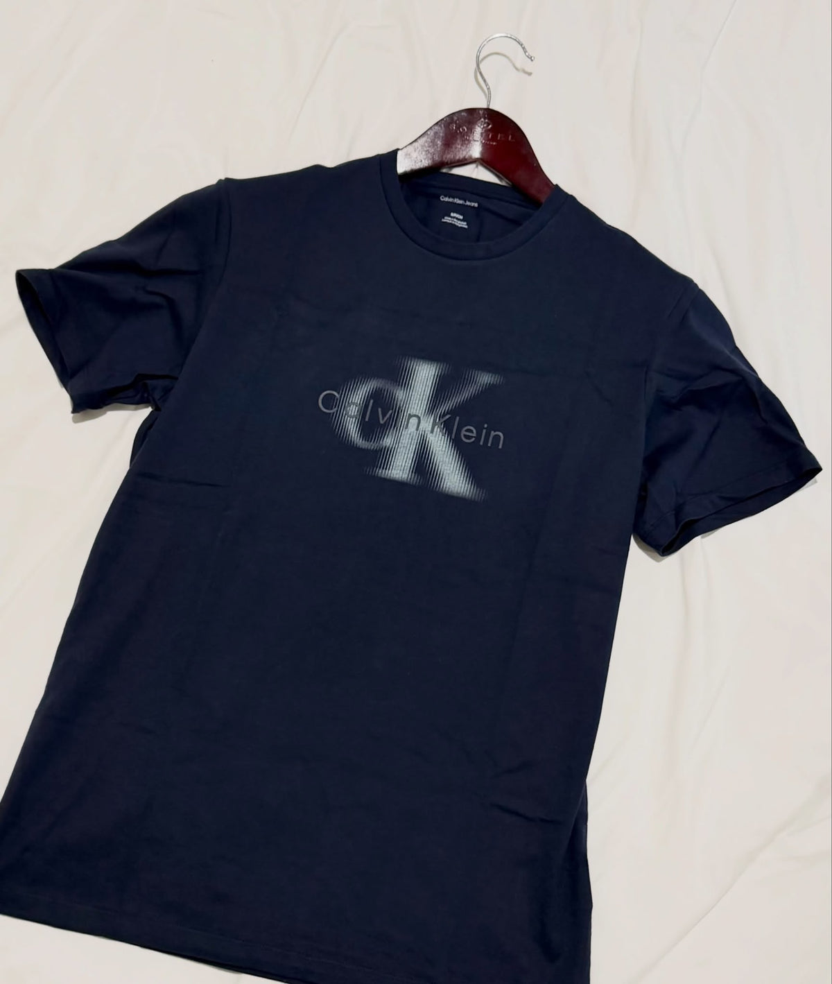 CK Fade Puff Graphic Crewneck Tee in Dark Sapphire Large