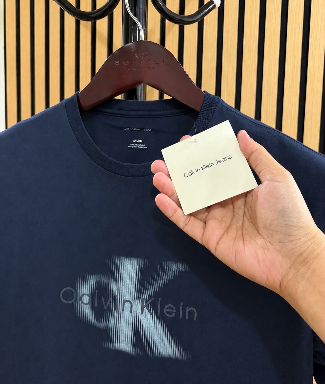 CK Fade Puff Graphic Crewneck Tee in Dark Sapphire Large