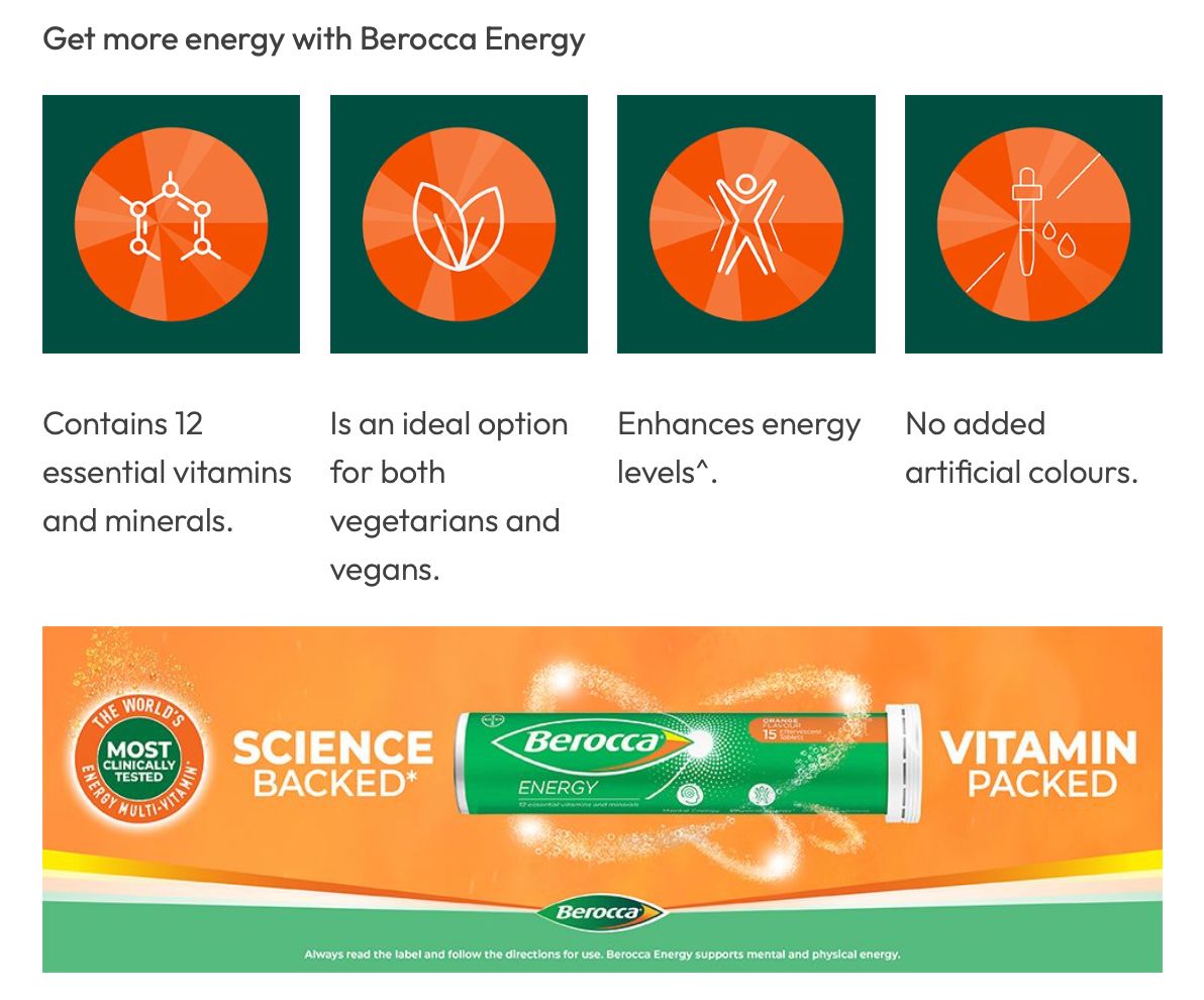Berocca Energy Orange 60 Effervescent Tablets
