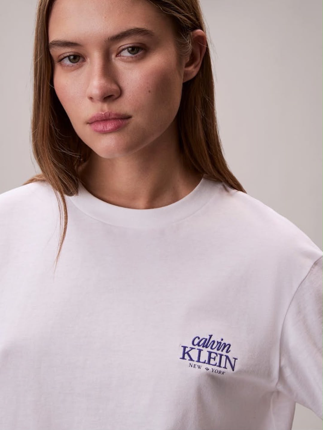 CK Embroidered Logo Graphic Boxy T-Shirt White